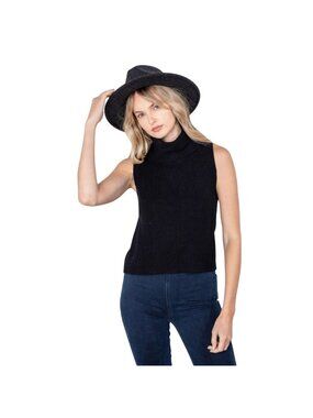 Reverof Sleeveless Turtleneck Sweater Sleeveless Top Womens S Black Knit  Soft N